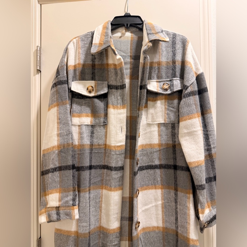 Plaid Button-Up Long Shacket